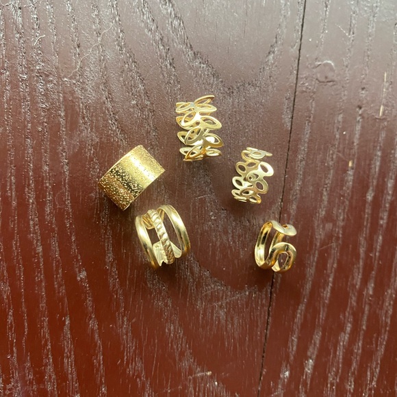 3/ $15 New 5PC C Shaped Ear Clips Set Curve Gold Decor Earrings Hollow Leaf Gold - Picture 9 of 16